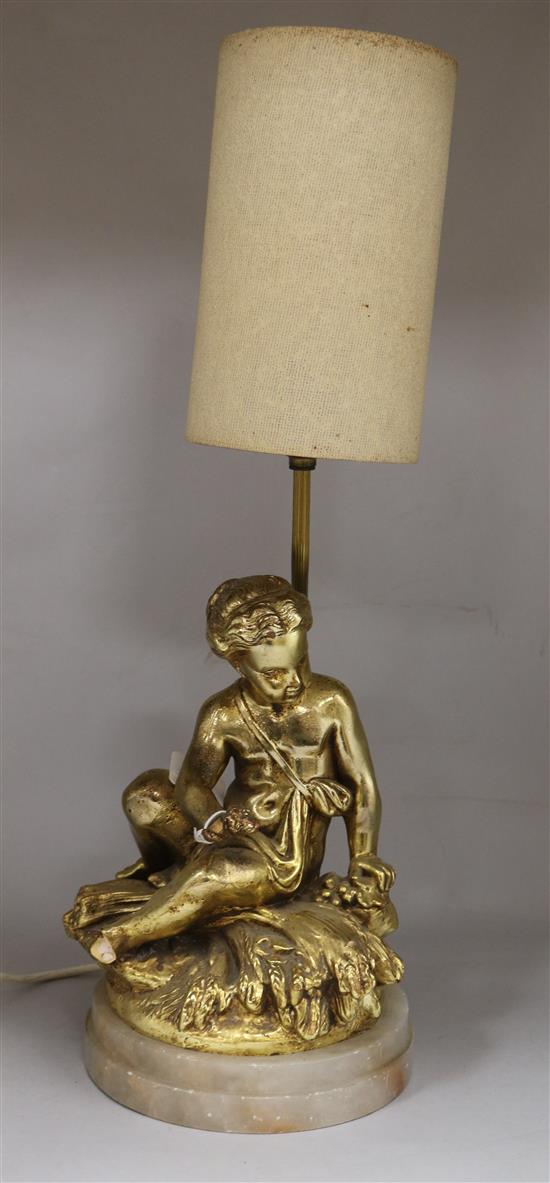 Gilt putti table lamp